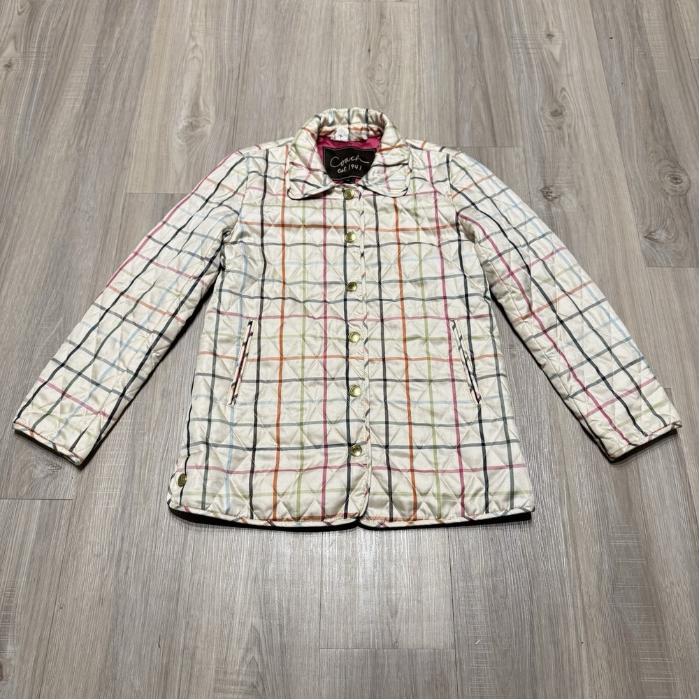 Coach Tattersall Quilted Plaid Coat - Jacket Y2K Preppy Women's XS